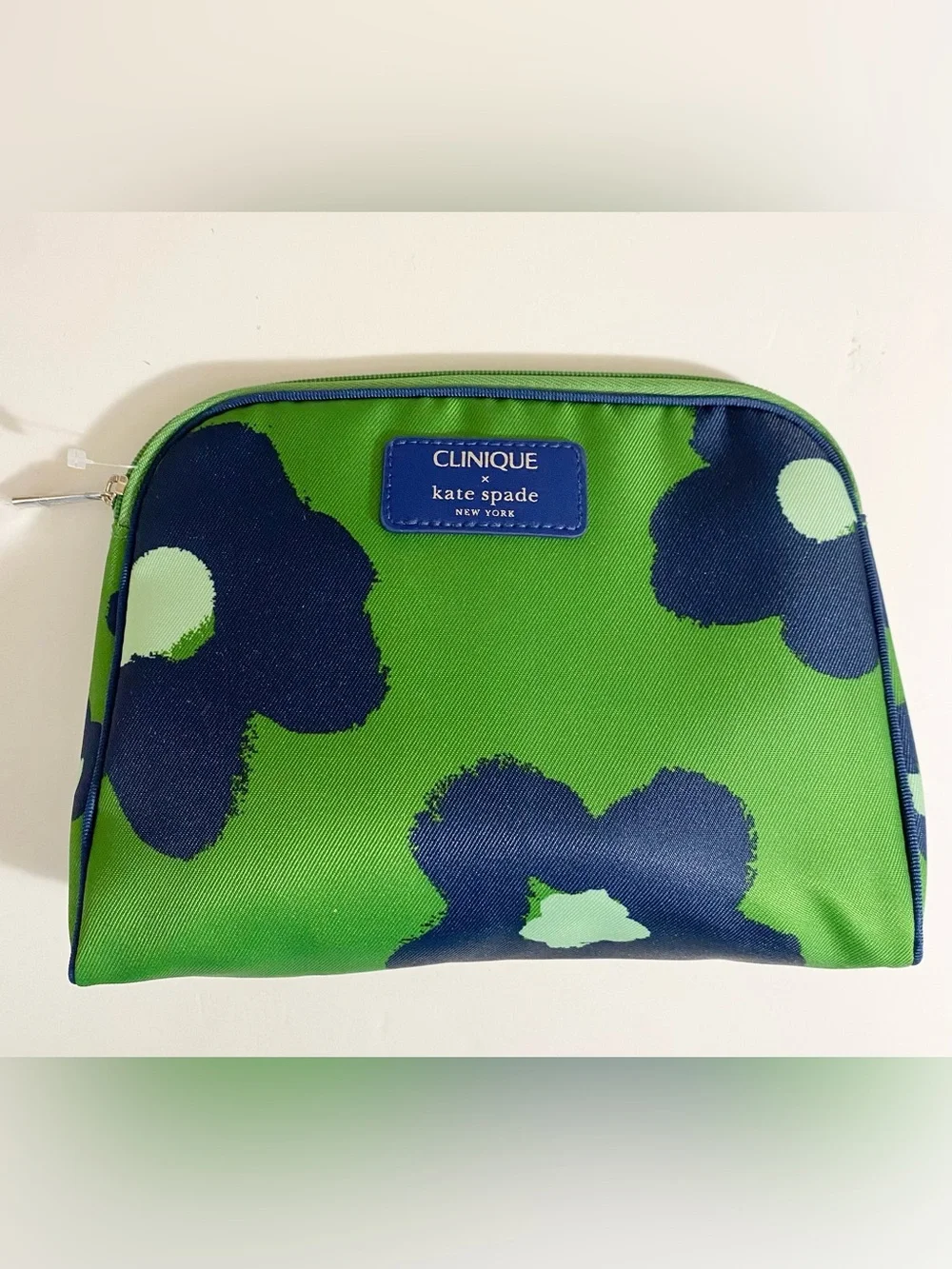 Clinique x Kate Spade Navy & Green Floral Cosmetic Bag NWOT